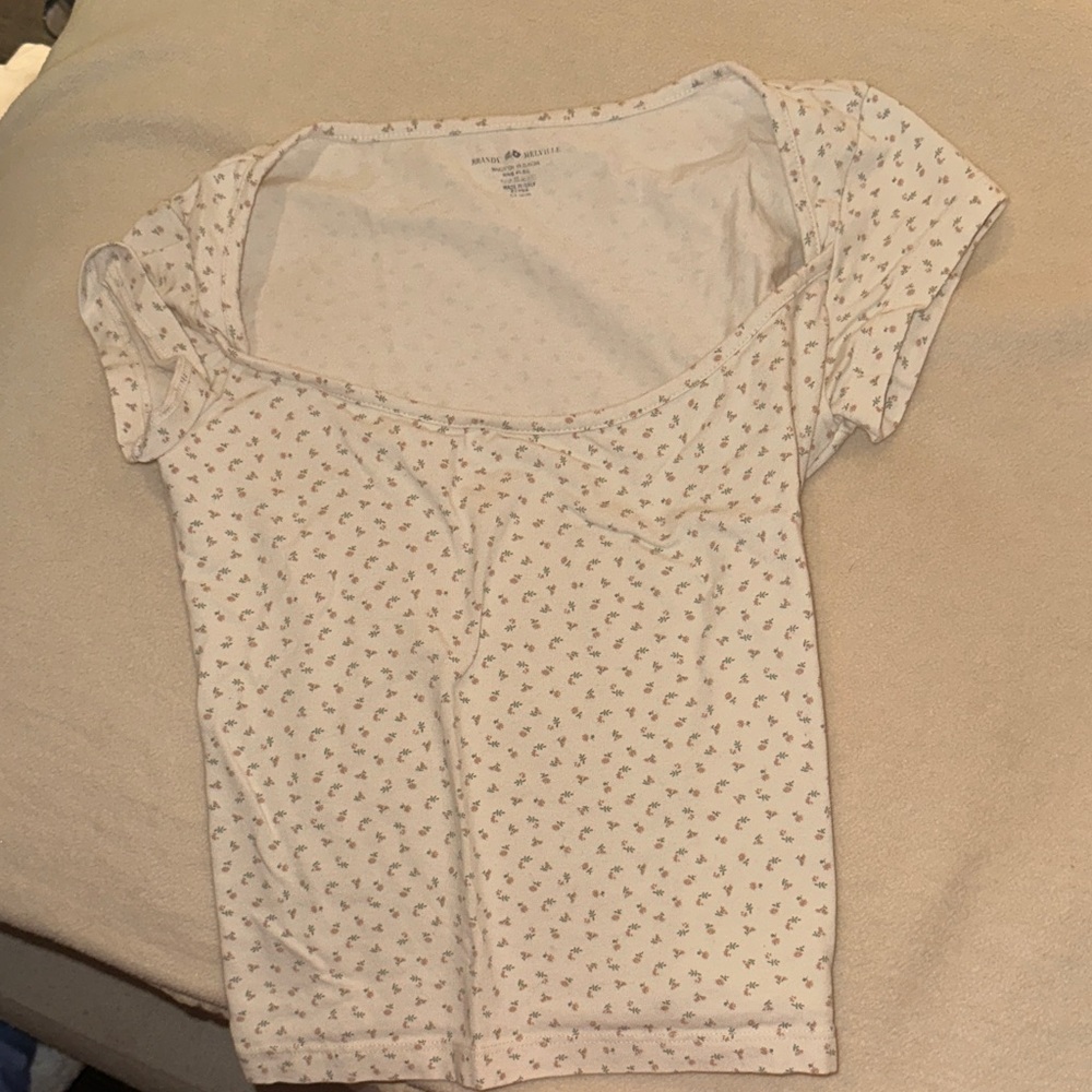 Brandy Melville Cream Floral Blouse